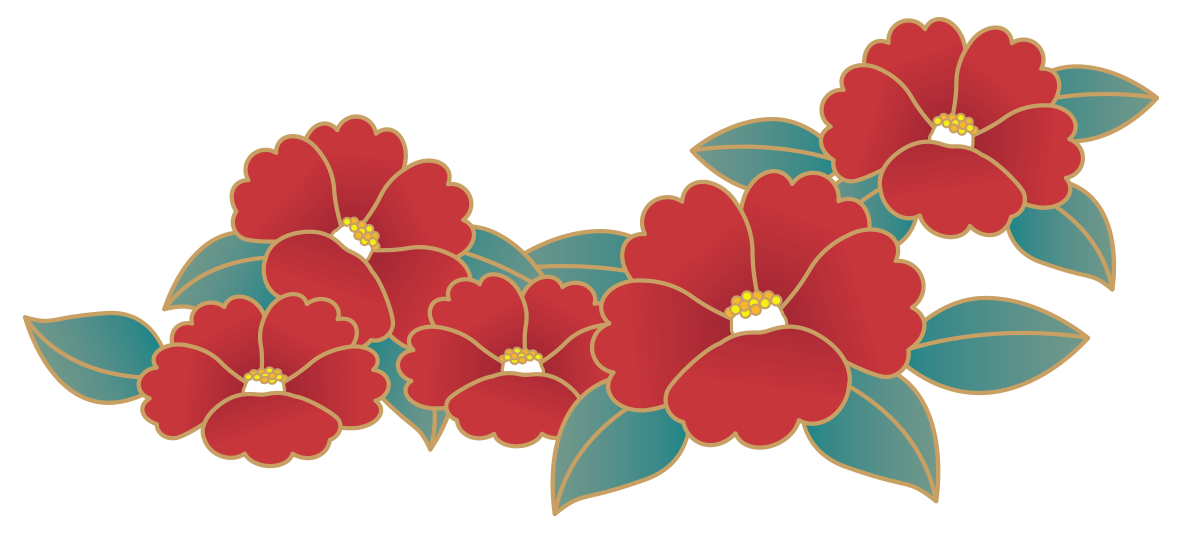 レトロな椿の花 無料イラスト イラストareira