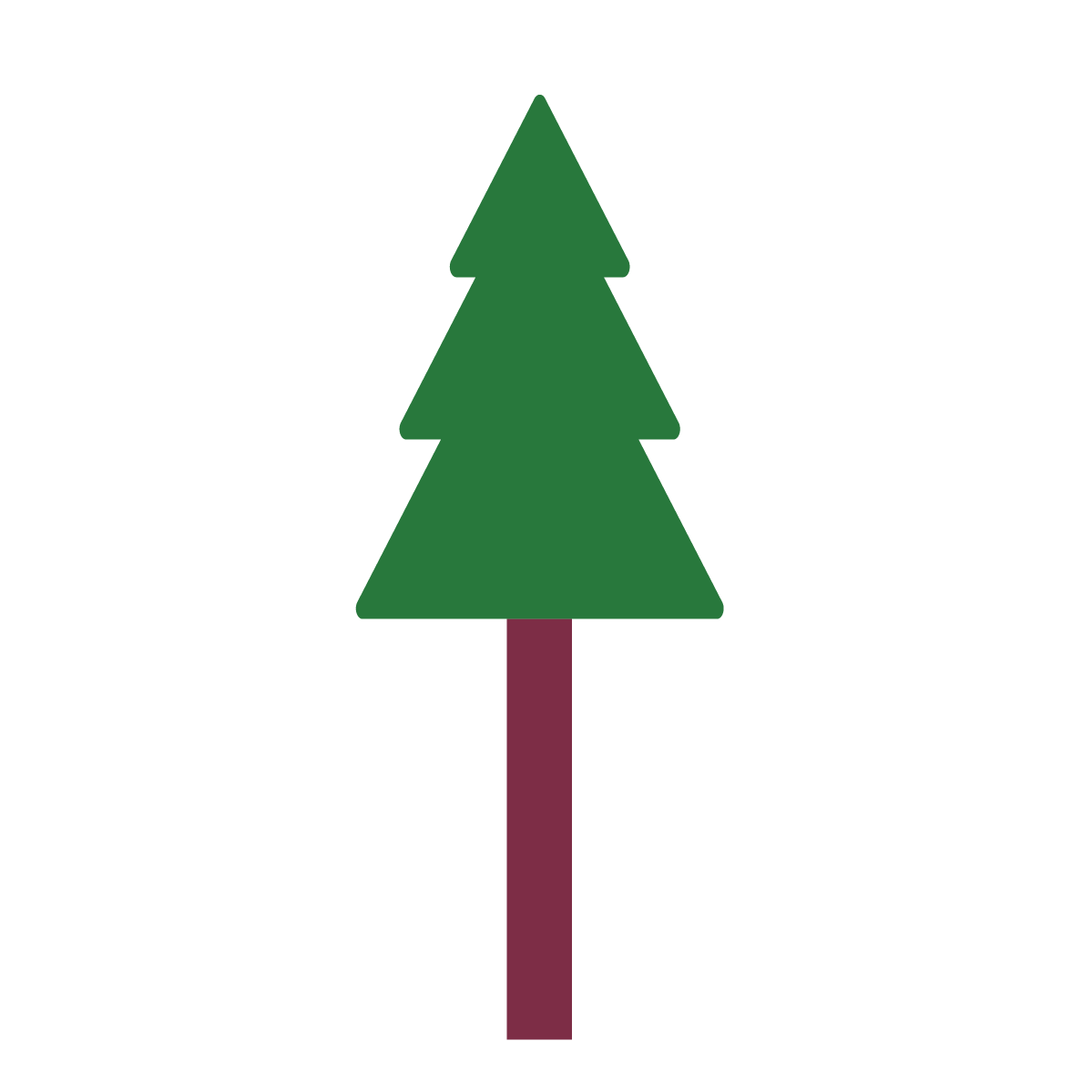 濃い緑と茶色でデザインしたシンプルなクリスマスツリーなので、好きなように飾り付けできます。クリスマスツリーのイラストを手作りするときのベースとしても使えます♪